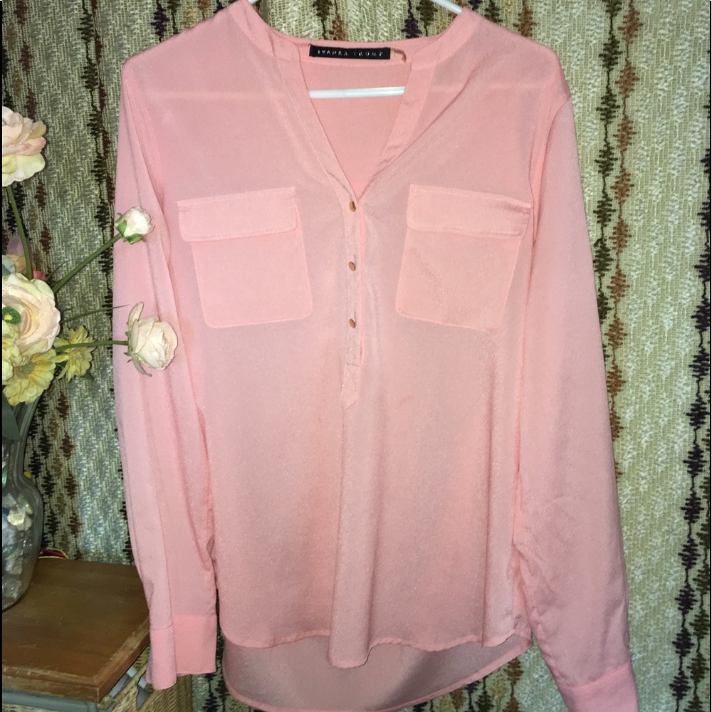 Ivanka Trump Button Blouse! Peachy Pink! Large!
